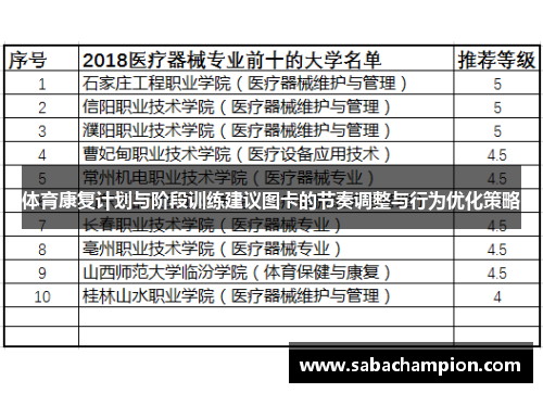 体育康复计划与阶段训练建议图卡的节奏调整与行为优化策略